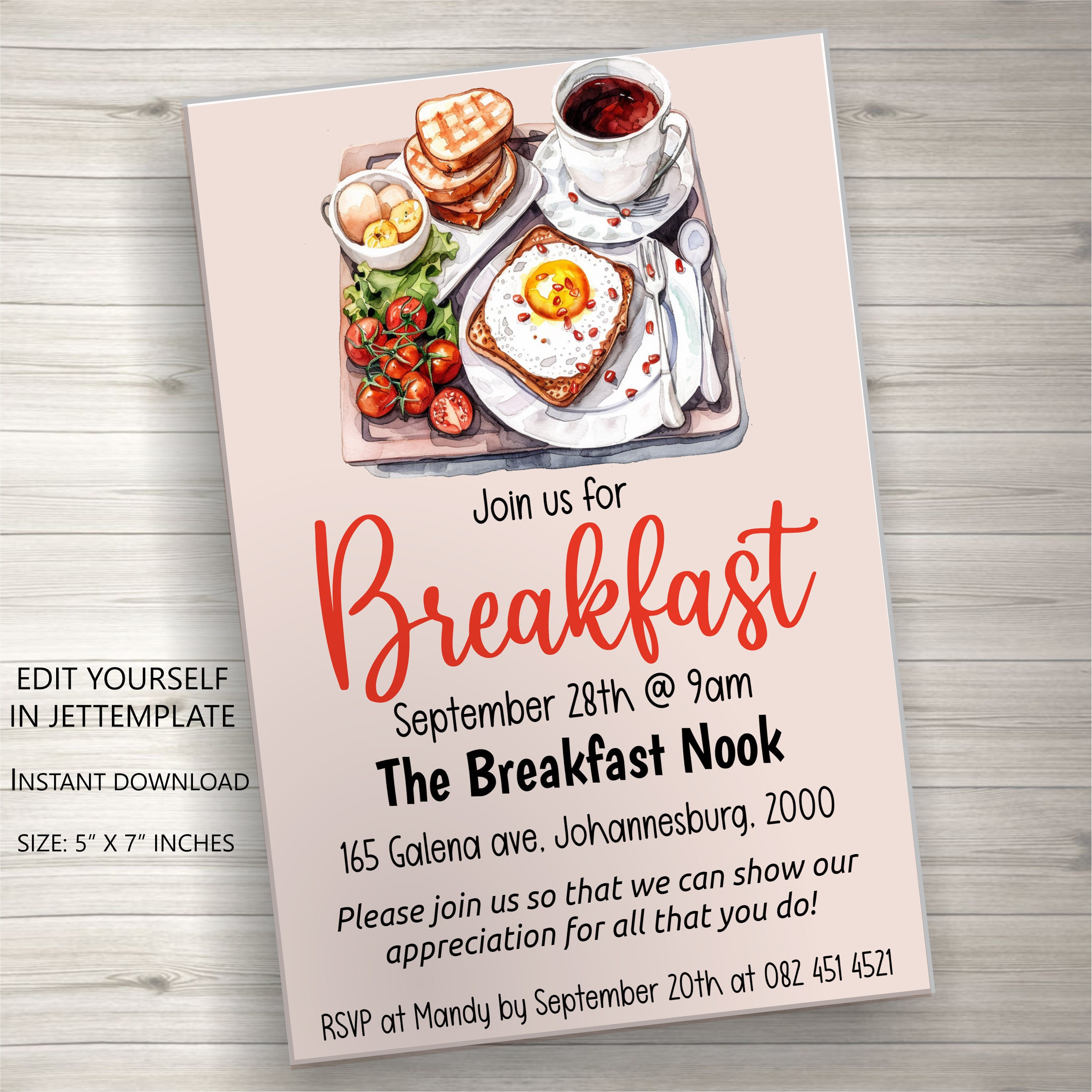 Free Editable Breakfast Invitation Template Free Breakfast Invitation