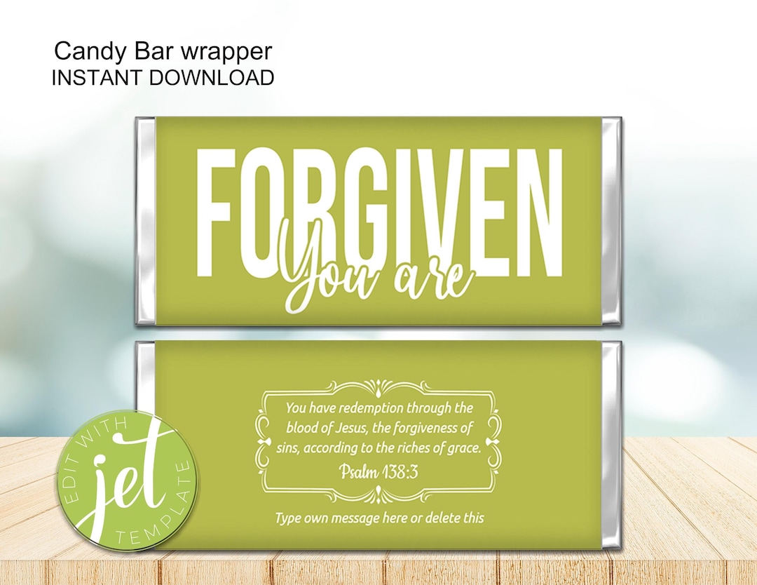 Editable You Are Forgiven Christian Candy Bar Wrapper, Christian Candy ...