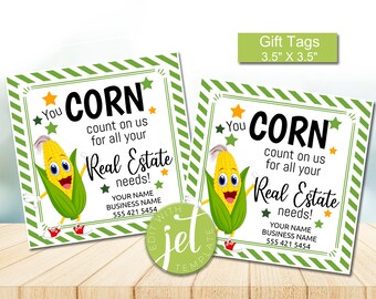 Edytowalne You Corn Licz na nas, Etykiety na prezenty w marketingu polecającym, Etykiety na nieruchomości, NATYCHMIASTOWE POBIERANIE