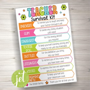 Étiquette modifiable de kit de survie d'enseignant, sac de cadeaux, appréciation drôle d'enseignant et de personnel, retour à l'école, téléchargement immédiat