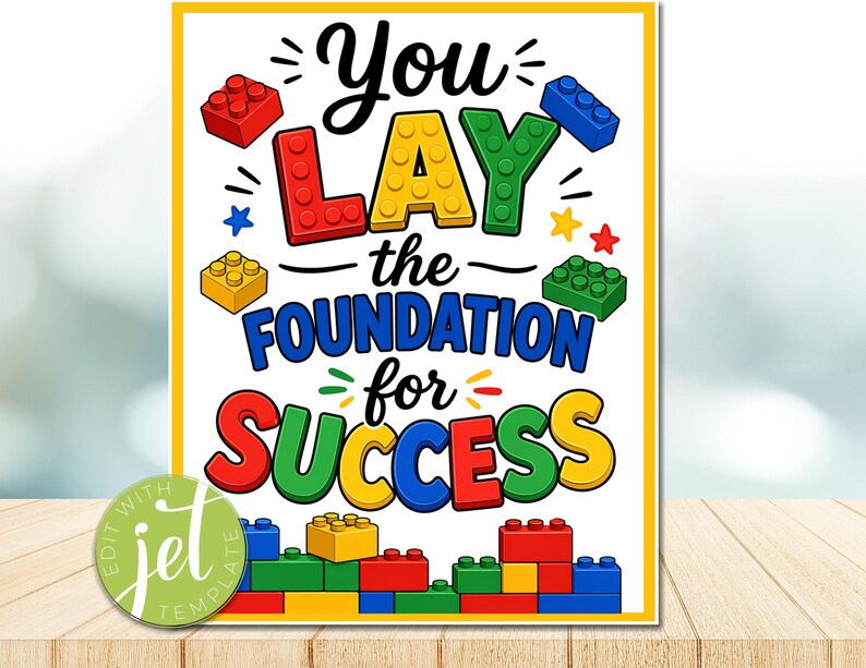 Building Blocks Teacher Appreciation Week Decor Signs Set(4), Digital ...