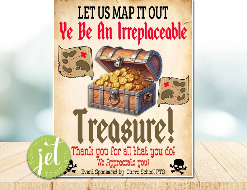 Pirate Teacher Appreciation Signs, School Staff Decor (editable, PDF ...