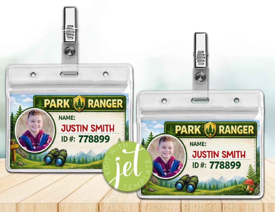 Kids Park Ranger ID Card Printable, Pretend Play Badge, Nature Explorer ...