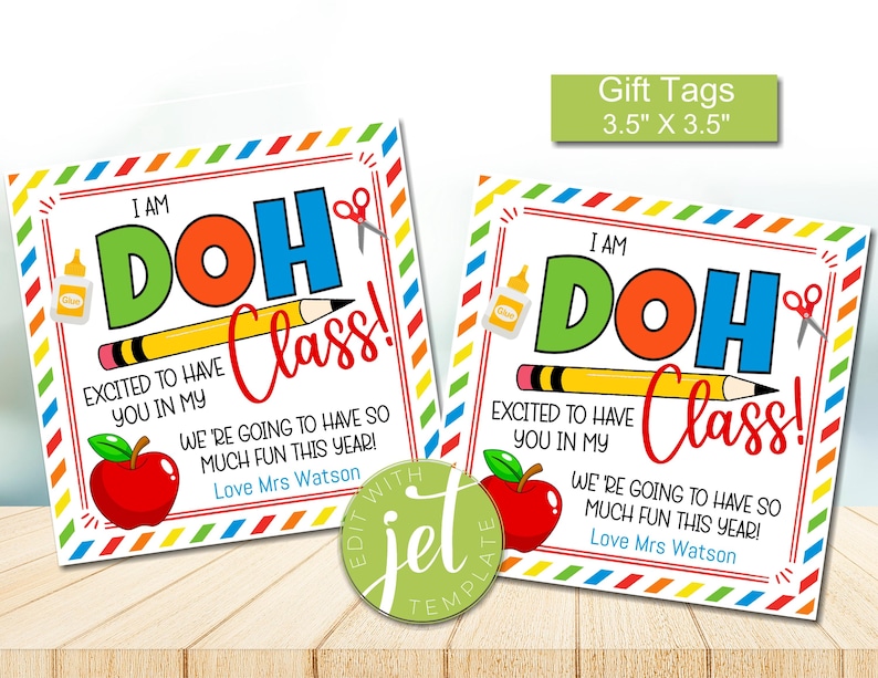 Editable Play Dough Gift Tag, Kindergarten, Teacher Back to School ...