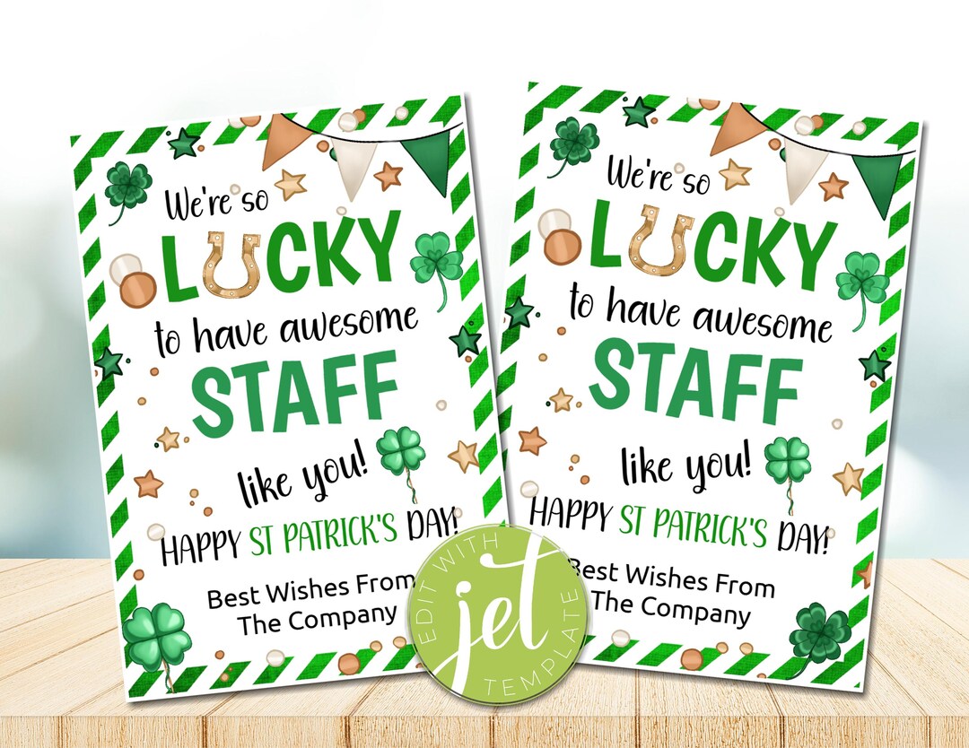 Editable St Patrick's Day Staff Appreciation Tags, Lucky to Have You ...