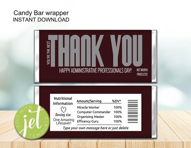 Editable Administrative Professionals, Printable Candy Bar Wrappers ...