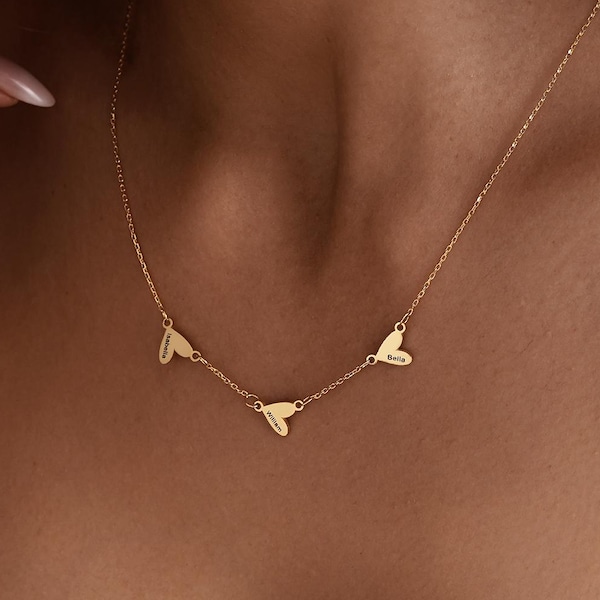 Custom Heart Name Necklace, Personalized Name Necklace with Heart, Couple Necklace, Mothers Necklace, Birthday Gift for Her,Mothers Day Gift