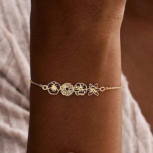Personalized Birthflower Bracelet, Bracelet for Women, Mom Bracelet, Gifts for Sister, Personalized Gifts, Birthday Gifts, Christmas Gifts
