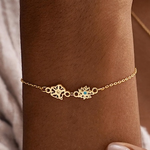 Pulsera personalizada con flor de nacimiento y piedra de nacimiento, pulsera familiar para mamá, regalo personalizado, pulsera de oro para mujer, regalo de cumpleaños para ella.
