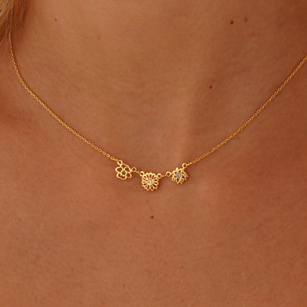 Aangepaste geboortebloemketting met geboortesteen, familie geboortebloem ketting, geboortemaand ketting, bruidsmeisjes cadeau voor haar, Moederdagcadeau