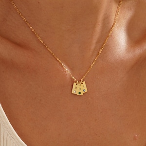 Collar con inicial y piedra de nacimiento, colgante con letra grabada personalizada, collar con inicial y piedra de nacimiento, collar para madres.