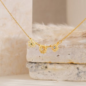 Custom Birthflower Necklace with Birthstone