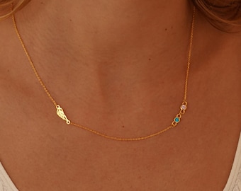 Memorial geboortesteen engelenvleugel ketting, geboortesteen sympathie ketting, miskraam ketting voor vrouwen, baby verlies sieraden, cadeau voor moeder