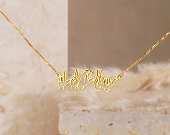 Personalized Sign Language Necklace,  Name Necklace in Sign Language, Friendship Necklace, Personalized Necklace for Her, Mothers Day Gift