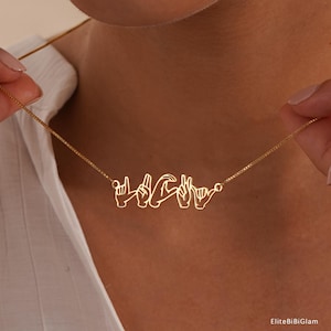 Collana personalizzata in lingua dei segni, collana con nome in lingua dei segni, collana dell'amicizia per la mamma, collana personalizzata per lei, regalo per la festa della mamma