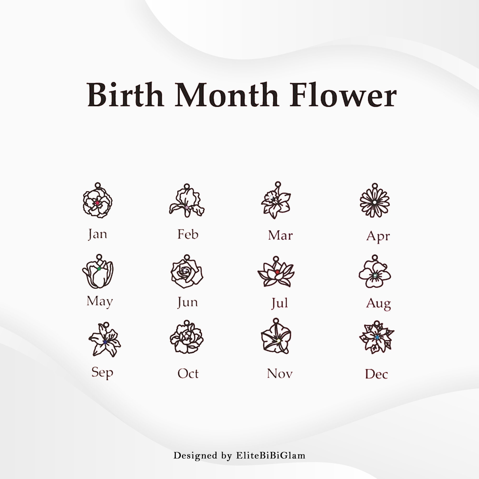 Custom Birthflower Necklace with Birthstone, Family Birth Flower Necklacce, Birth Month Necklace, Bridesmaids Gift for Her, Mothers Day Gift