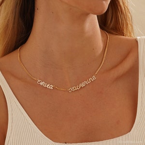 Collar con nombre de diamantes pavé, collar de letras pavé de oro de 18 quilates, collar de letras personalizadas con diamantes, joyería personalizada para mamá, regalo para ella