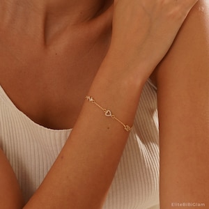 Pulsera con inicial de diamante, pulsera con inicial de oro de 18 quilates, pulsera con nombre de diamante, pulsera con letra para mujer, regalo de cumpleaños para ella, pulsera para mamá