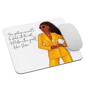 Inspired by Rhoyalty Mouse Pad-Home Decor-Office Decor-Desk Accessories-Unique Desk Decor-Rectangle-Black Woman