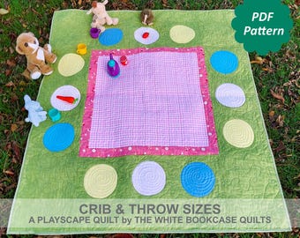 Teddy Bear Picnic Quilt Pattern – Kids Play Mat, Crib & Throw Sizes (PDF Pattern)