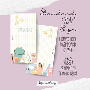 Standard TN || Painel de controle de educação domiciliar || Duas páginas de planejador, para impressão, download digital, Franklin Covey Compact