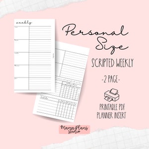 Persönlich || Horizontale Wochenansicht auf 2 Seiten || Scripted Weekly || Zwei Planer Seiten, bedruckbar, digitaler Download, Teiler