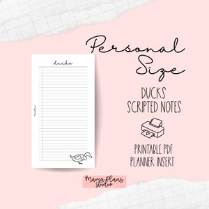 Persoonlijk || Eendennotities || Dubbelzijdige plannerpagina's, afdrukbaar, digitale download