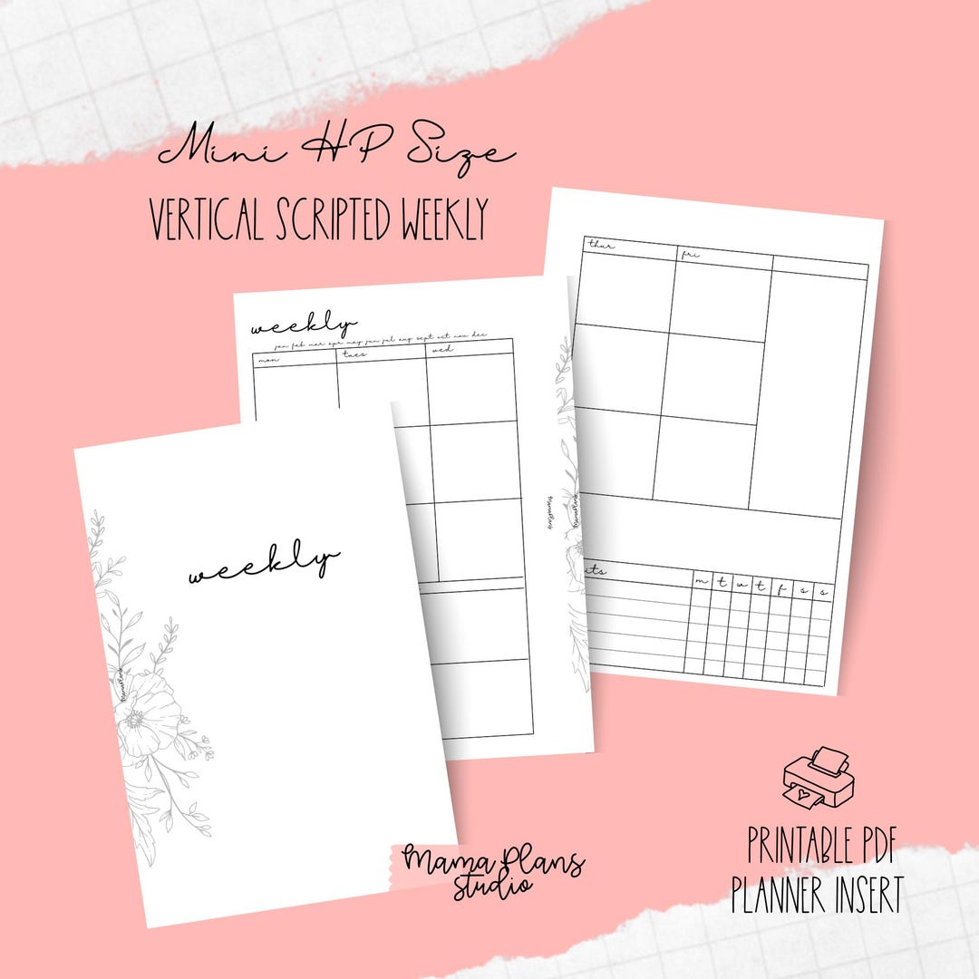 Mini HP || Vertical Week on 2 Pages || Scripted Weekly || Two Planner ...