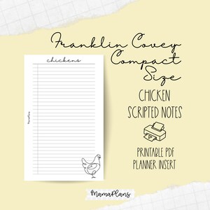 FCC || Chicken Notes || Duas páginas de planejador, imprimíveis, download digital, Franklin Covey Compact