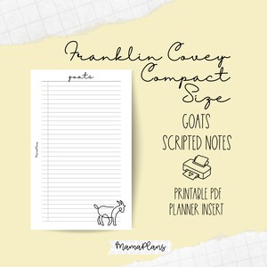 FCC || Notas de cabras || Duas páginas de planejador, para impressão, download digital, Franklin Covey Compact