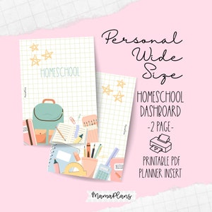 Personal Wide || Painel de controle de educação domiciliar || Duas páginas de planejamento, para impressão, download digital