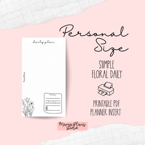 Persönlich || Einfach Floral täglich auf 1 Seite || Druckbar, digitaler Download