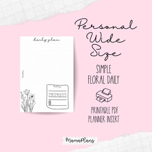Persönliche Breite || Einfach Floral täglich auf 1 Seite || Druckbar, digitaler Download