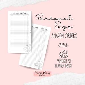 Pessoal || Rastreador de pedidos da Amazon || Duas páginas do planejador, imprimível, download digital, divisor