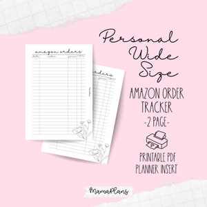 Personal Wide || Amazon Order Tracker || Duas páginas de planejador, imprimível, download digital, divisor