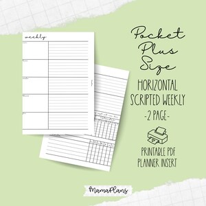 Tasche Plus || Woche auf 2 Seiten || Scripted Weekly || Zwei Planer Seiten, bedruckbar, digitaler Download, Teiler