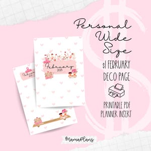Personal Wide // Febrero de 2025 // Dollar Deco // Dos páginas de planificador, imprimible, descarga digital