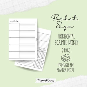Tasche || Woche auf 2 Seiten || Scripted Weekly || Zwei Planer Seiten, bedruckbar, digitaler Download, Teiler