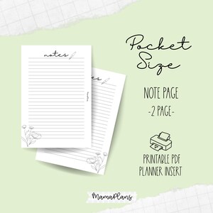 Zak || Notitiepen en bloemen || Twee plannerpagina's, afdrukbaar, digitale download