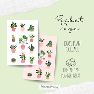 Bolsillo // Panel de collage de plantas de interior // Páginas decorativas // Dos páginas de planificación, imprimibles, descarga digital