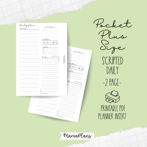 Tasche Plus || Tages auf 1 Seite || Scripted Daily || Zwei Planerseiten, bedruckbar, digitaler Download