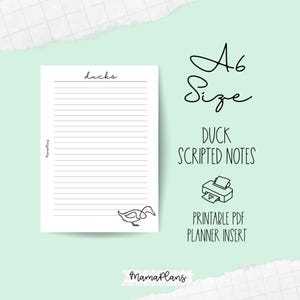 A6 || Duck Notes || Duas páginas de planejador, imprimível, download digital