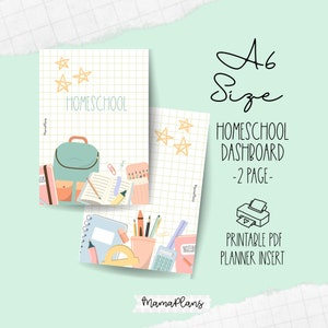 A6 || Painel de Homeschool || Páginas Deco || Duas Páginas de Planejador, Imprimível, Download Digital, Divisória
