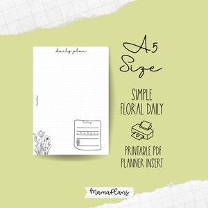 A5 || Einfach Floral täglich auf 1 Seite || Druckbar, digitaler Download