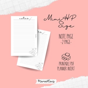Mini Happy-planner || Notitiepen en bloemen || Twee plannerpagina's, afdrukbaar, digitale download