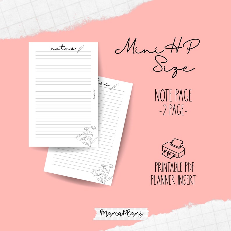 Mini Happy Planner || Note- Pen and Floral || Two Planner Pages ...