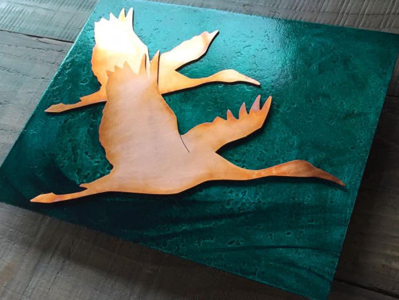 8x10 inches Cranes Copper Art