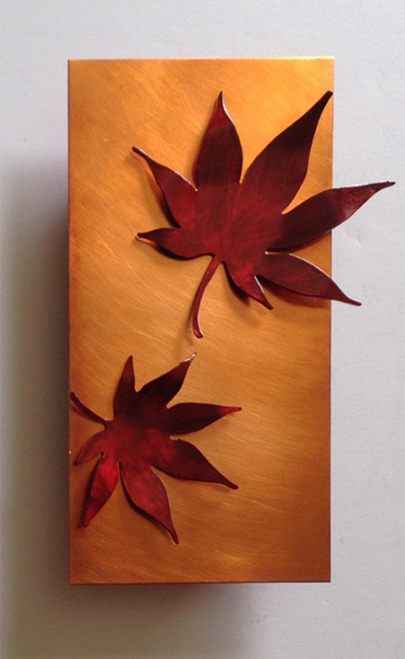 Copper Wall Art Japanese Maple Leaves 4x8in Etsy