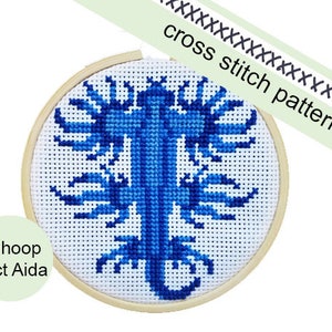 Blue dragon nudibranch // Cross stitch pattern // PDF image 1