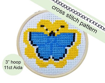 Blue butterfly // Cross stitch pattern // PDF